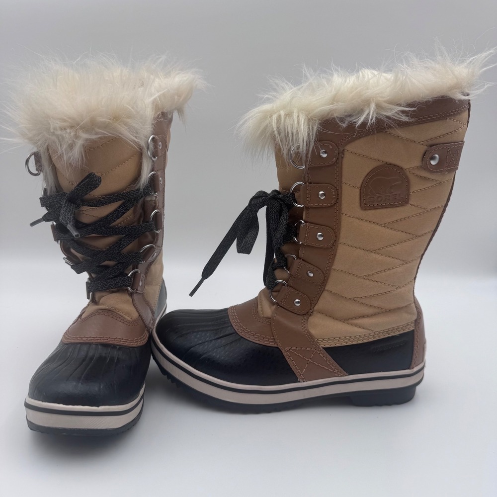 Sorel Tofino II Waterproof Winter Boots Tan Brown Faux Fur NY2419-373 Size 4